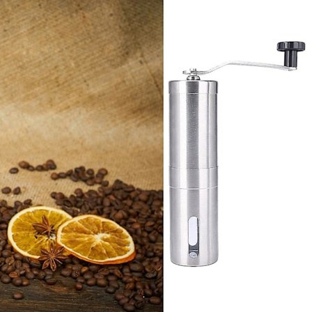 Manuaalinen kahvimylly Mini ruostumaton teräs Kannettava käsikäyttöinen kartiomainen kahvipapujen jauhin Keittiötyökalu Kahvitarvikkeet