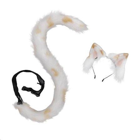Eläin kissan korvat hiuspanta häntä setti plyysi päähine cosplay juhla tarvikkeet(F)