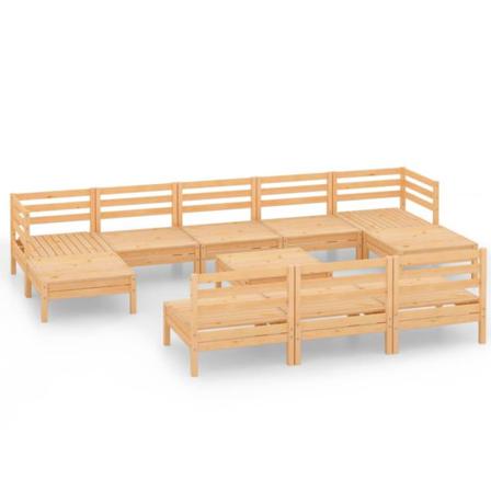 Vidaxl Loungegrupp För Trädgården 11 Delar Massiv Furu Brun