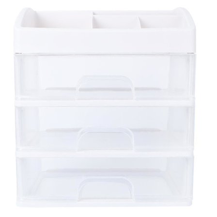1 stk oppbevaringsboks multifunksjonell skrivebord holdbar plast diverse sminke kosmetikk skuff arrangører