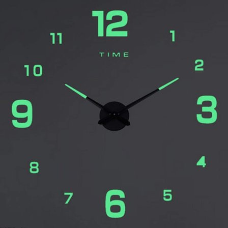 Moderne lydløs lysende vægur med 3D akryl spejl klistermærke