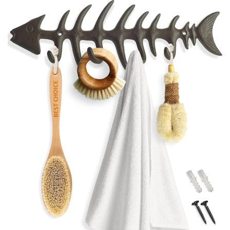 Stilig støpejerns klesstativ fiskeben dekorativ veggmontert slep