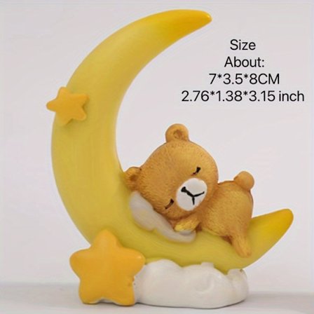 Charmerende Månebjørn Resin Figur - Håndlavet Skrivebord & Indretning, Perfekte Fødselsdagsgaver og Julepynt til Hjemmet, Jul & Halloween, 