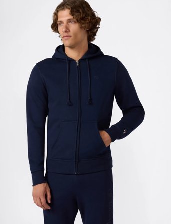 Champion Full Zip Hoodie Sweatshirt - Navy - L