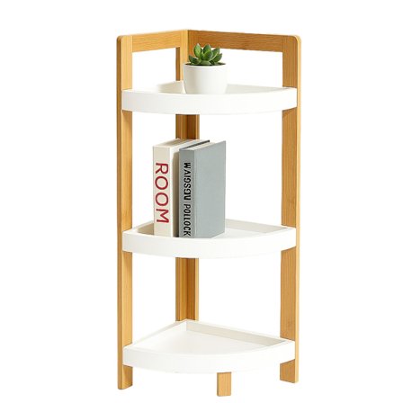 Hörnhylla i bambu med ställningar – Platsbesparande förvaring