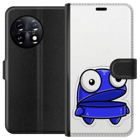 Kompatibel Tegnebogsetui til OnePlus OnePlus 11R Blå tegneseriefigur med åbent udtryk og store øjne i sjov illustration