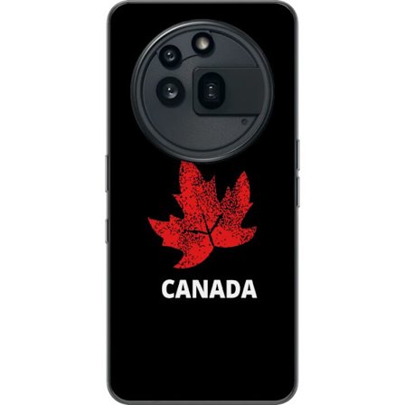 Kompatibelt Mobilskal till Nothing Nothing Phone (3a) Pro Grafisk lönnlövssymbol i rött mot svart bakgrund med tydlig Kanadareferens och minimalist
