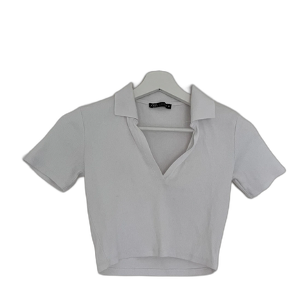 Ribbad croptopp med krage