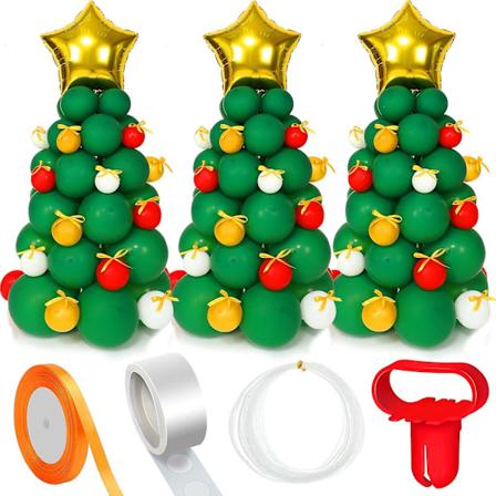 142-dels julballonggirlangbågekit Julgransballonger Stjärnballonger Vita Gyllene Gröna Och Röda Latexballonger