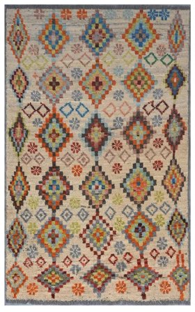 Hand Knotted Moroccan Berber - Afghanistan 84X139 Wool Rug Brown/Orange Small