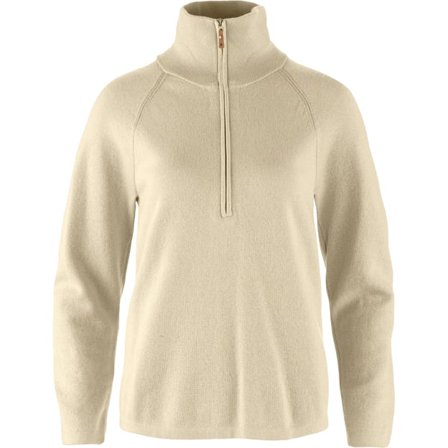 Fjällräven Women's Övik Lite half Zip Sweater in Light Beige | Size: XS, Wool/Cotton