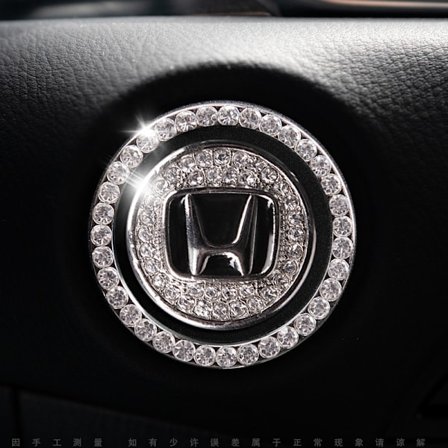 1 st Crystal Rhinestone Dekoration Ring för Honda Bilmotor Start Stopp, Bling Biltillbehör, Tryck för att Starta Knapp, Nyckel Tändning
