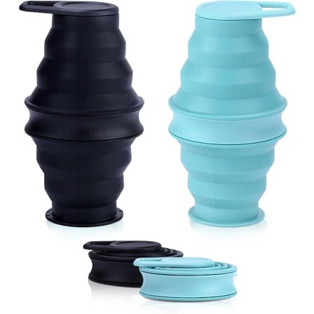 Vandflasker, Sammenklappelig Drikkeflaske, 500 ml, Silikone Rejsefoldeflaske med 2 Karabinhager, Bærbar Vandflaske, Foldbar, Sportsflaske