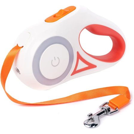 Indtrækkelig hundeline med lys, 10/16ft nattegang Ret