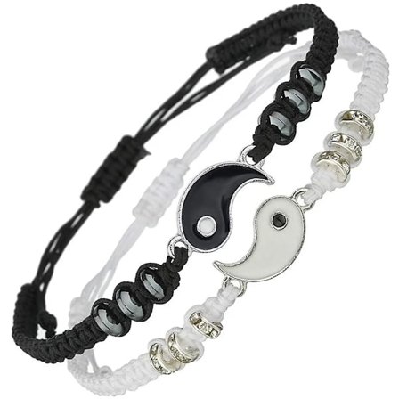 (Pow yeah!) Beste venn-armbånd for 2 matchende Yin Yang justerbare snorarmbånd