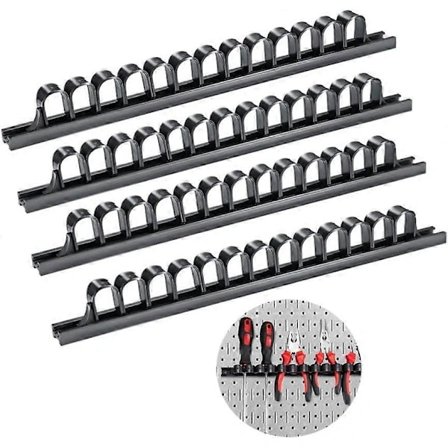 Skrutrekkerholder, Skrutrekkerlagring, 35 cm Stenger for Veggmontert Verktøyholder for Hjemmegarasje Verksted (4 Svart)