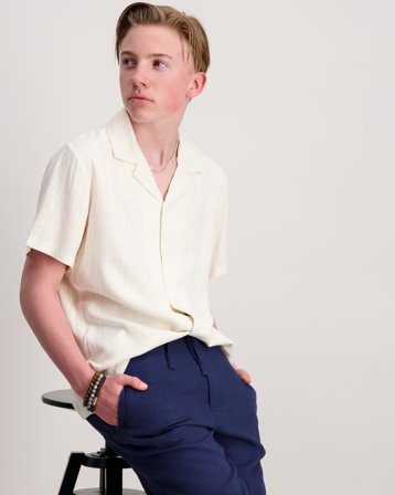 RYVLS Benjamin Linen SS Shirt Beige Overhemden Jongens - Kids Brand Store