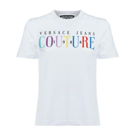 Versace Jeans Couture T-Shirt With Logo Print Hvid, Dame