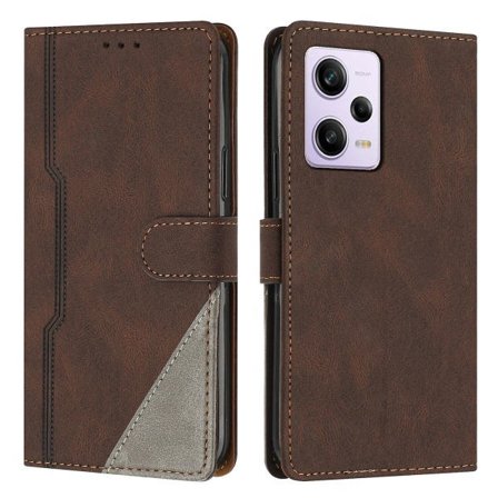 Kompatibel med Xiaomi Redmi Note 12 Pro 5g case Pu cover med praktisk stativfunktion Brun