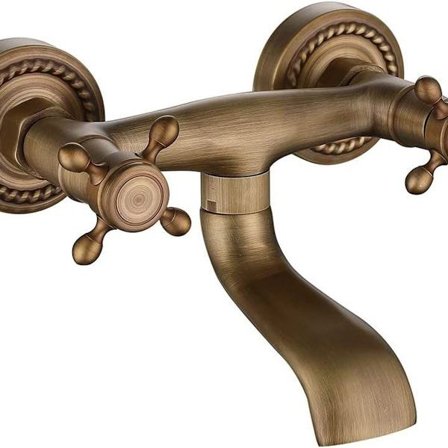 Antik servantbatteri i kobber, veggmontert, flytende badekar, servant