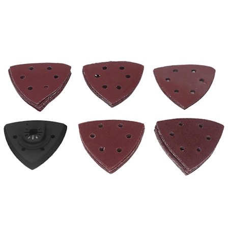 51 stk. Detalje Slibepads Sæt 6 Støvfjernelseshuller 3,5 tommer Trekantet Sandpapir til Træ Metal