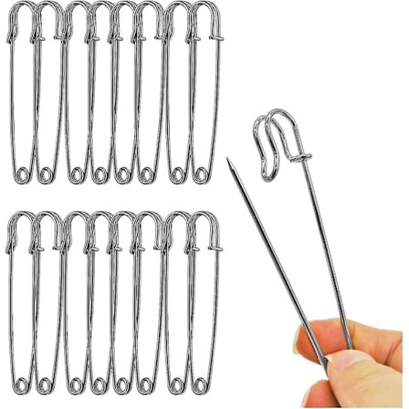 15 Pak 4" Ekstra Brede Sikkerhedsnåle Til Tøj, Læder, Lærred, Tæpper, Håndværk, Skørter, Kilt (Glansfuld)