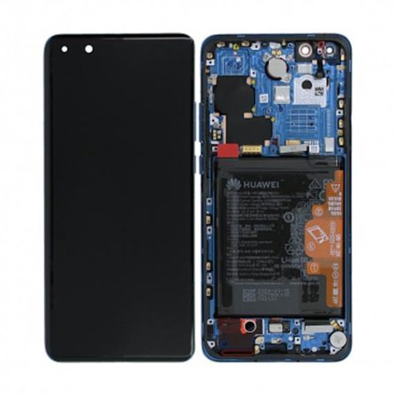 Huawei P40 Skärm/Display med Batteri Original - Guld