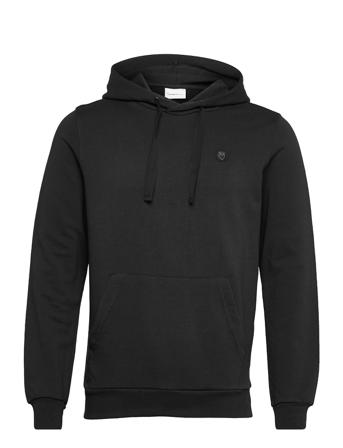 Elm Hood Basic Badge Sweat - Gots/V Black Knowledge Cotton Apparel