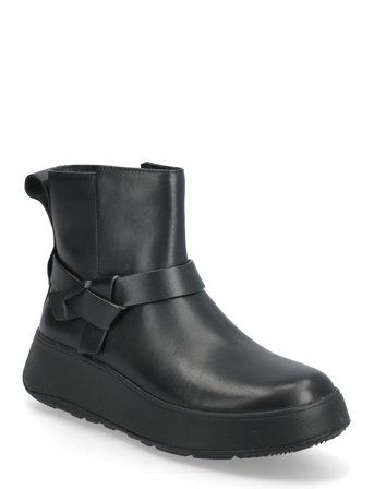 F-Mode Folded-Knot Leather Flatform Chelsea Boots Black FitFlop