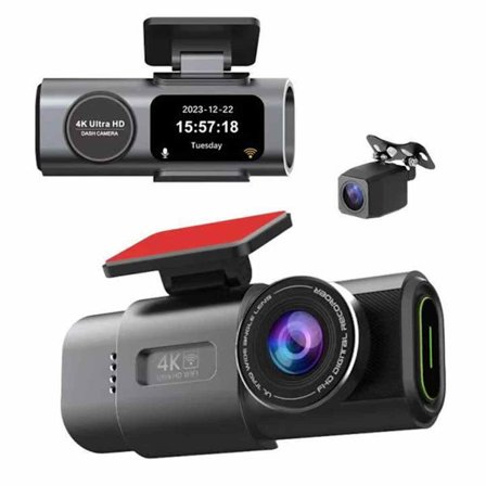 Etu- ja takakamera autoon, WIFI-sovelluksella ohjattava 4K-tallennus autokamera kahdella kameralla, silmukkatoiminto, pimeänäkö, G-sensori, 