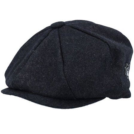 Bearded Man - Schwarz flatcap Cap - Ship Wheel Sunset Charcoal Wool Baker Boy Flat Cap @ Hatstore