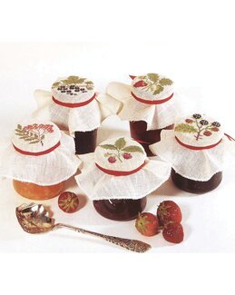 Broderikit Til syltetøjsglas - Jordbær - Oehlenschläger