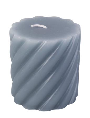 Pillar Candle Swirl Small 37H Home Decoration Candles Block Candles Blå Present Time