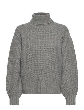 Eshope Roll Neck Loose Knit Grey Esme Studios