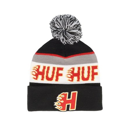 HUF - Černá pom Beanie - Enforcer Beanie Black Pom @ Hatstore