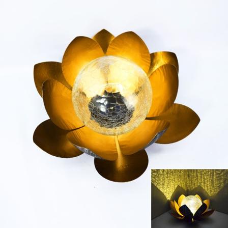 Solar Lotus Lampe Udendørs Metal Vandtæt Havelys LED Guld
