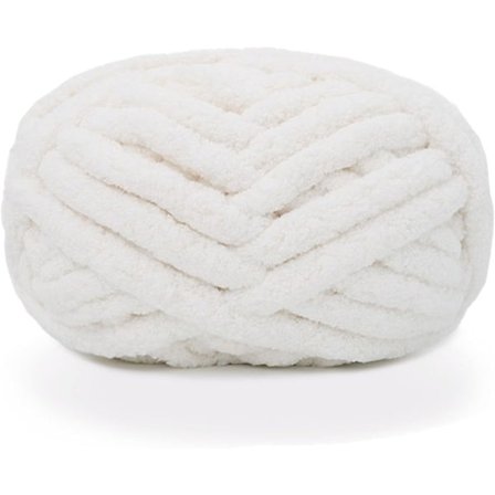 2 st Chunky Knit Chenille Garn för Hand Stickning Filtar, Super Mjuk Stor Jumbo Filt Garn (Vit)