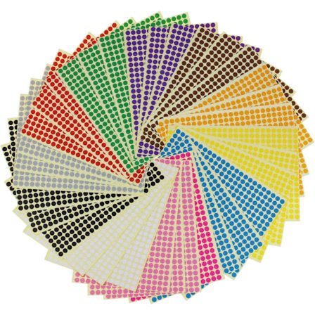 6 mm runda prickiga klistermärken färgkodningsetiketter, 12 olika varianter