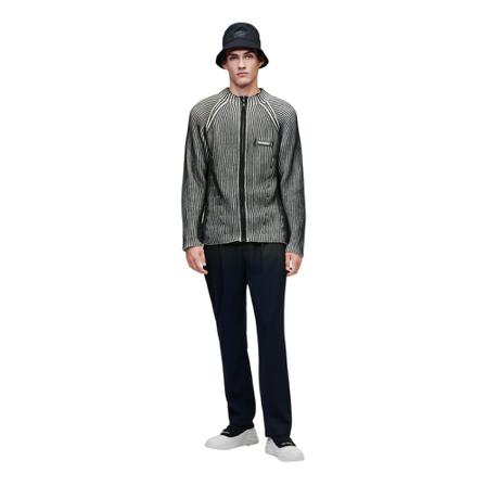 Karl Lagerfeld, Bi-Colour Rib Cardigan Czarny, Mężczyzna, Rozmiar: L