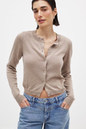 NA-KD - Finstrikket cardigan - Cardigan - Beige - XL