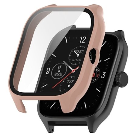 Amazfit GTS 4 cover with tempered glass screen protector - Sakura Pink