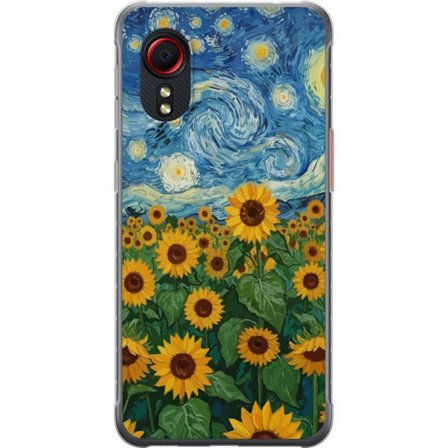 Kompatibelt Mobilskal till Samsung Galaxy Xcover 5 Solrosfält under stjärnklar himmel - Måleri inspirerad av Van Gogh