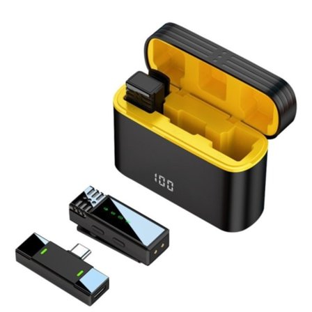 En till två utomhus inspelning Lavalier mikrofon brusreducerande trådlösa mikrofoner, gränssnitt: Typ-C