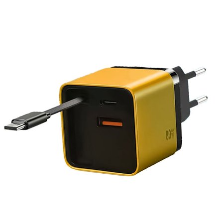 Uttrekkbar USB C-lader 80W-teknologi, samtidig lading av 3 enheter