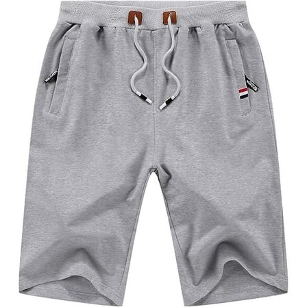 Herre Shorts Casual Snøring Glidelås Lommer Elastisk Midje Stor og Høy Strand Shorts lys grå XXXl