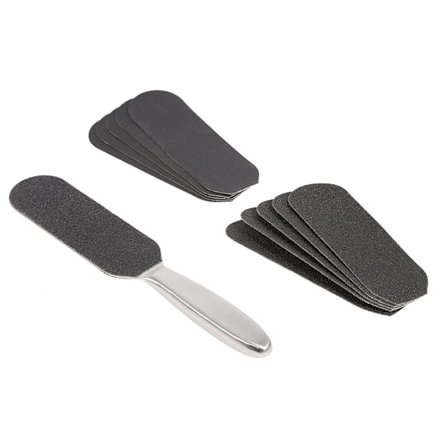 Dubbelsidig fotfil för död hud, förhårdnadsborttagare, pedikyrverktyg med 10 sandpapper