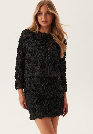 ONLY - Onlrosebloom Short Skirt - Black:Detail Rose Flower (black)