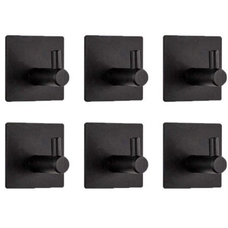 Håndklædekroge Sæt med 6, Badeværelse Køkken Sømfri Metal Sporløse Håndklædekroge, Punch-fri Væg Frakke og Hat Rustfrit Stål Krog Selvklæbende Krog