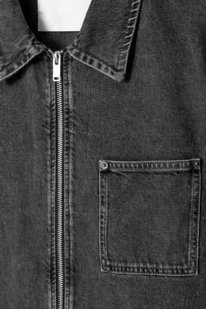 COS Men's Giacca Squadrata In Denim Con Cerniera in Nero