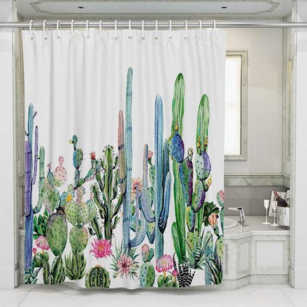 Snabb och hållbar duschdraperi, kaktusbladsmönster